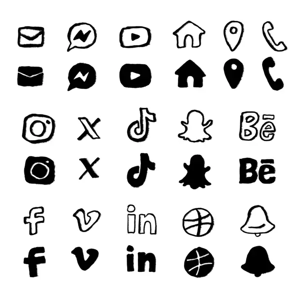 Lil' Sketchies Social Icon Illustrations